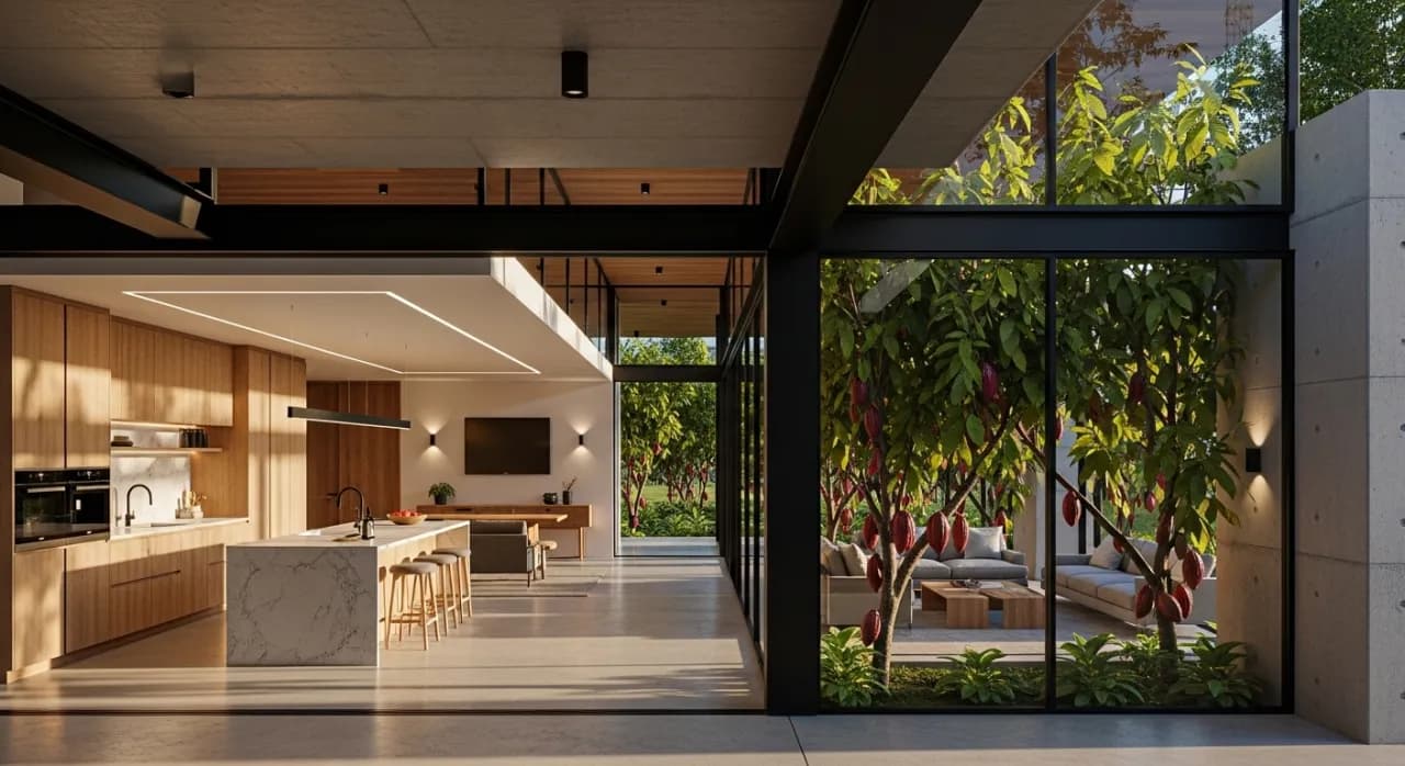 Dom pod kakaowcem ver 2: Nowoczesny projekt z funkcjonalnym wnętrzem